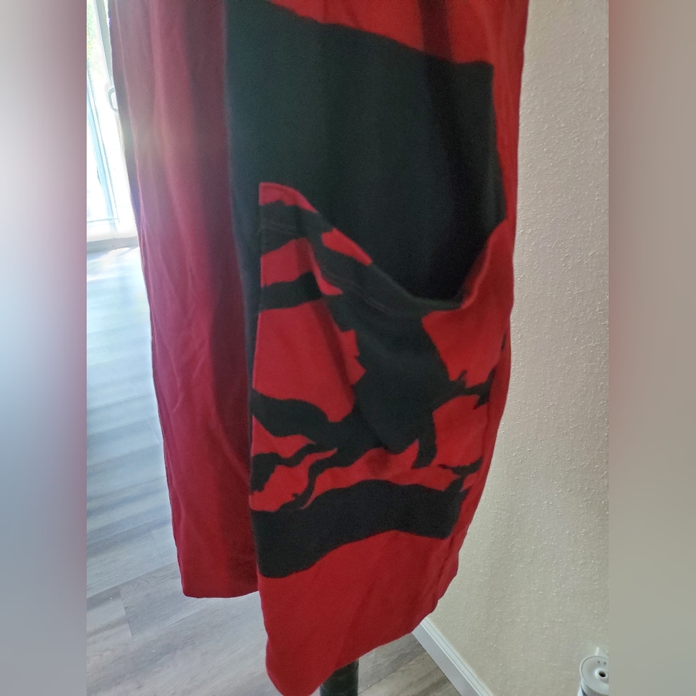 Chalet Et Cèci Tunic Dress Womens Size L Red Half Sleeve Art To Wear Artsy - Picture 3 of 8